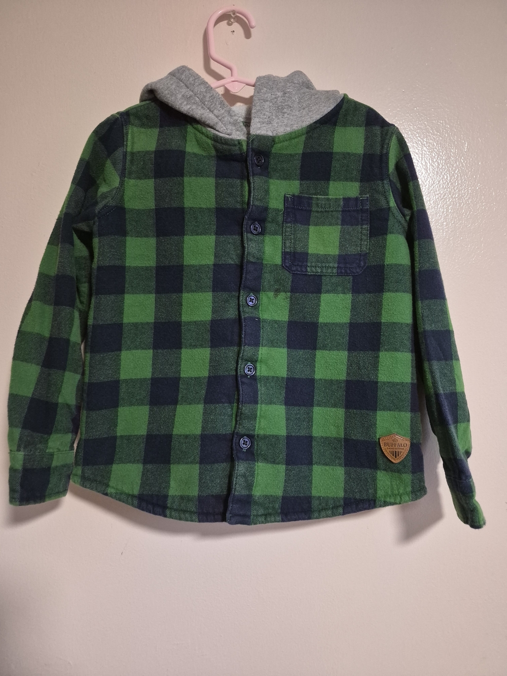 Buffalo David Bitton Kids Green & Navy Plaid Hooded Button-Up Shirt